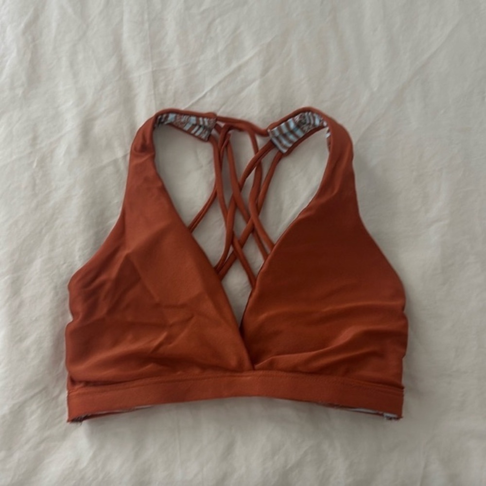Maaji Rust Reversible Bikini Top with fun multi-strap back design. Size: Small. - Picture 9 of 11